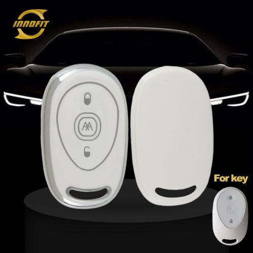 AAC1T1-White-Silver Plating- Car Key Cover For Aima