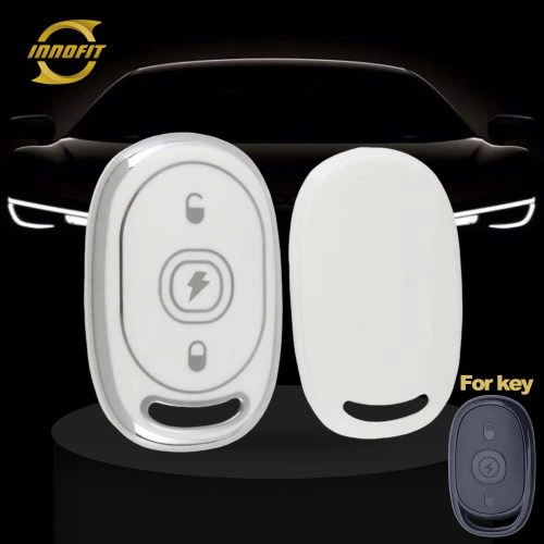 AAB2T1-White-Silver Plating- Car Key Cover For Aima