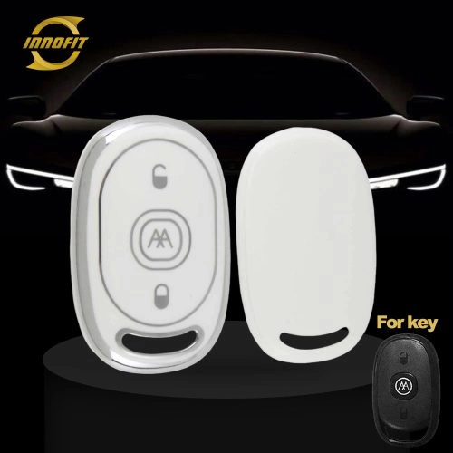 AAB1T1-White-Silver Plating- Car Key Cover For Aima