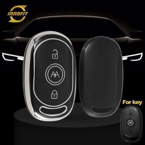 AAB1T1-Black-Silver Plating- Car Key Cover For Aima