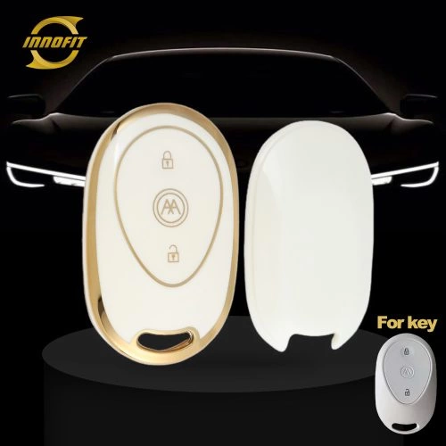 AAC1T1-White-Gold Plating- Car Key Cover For Aima