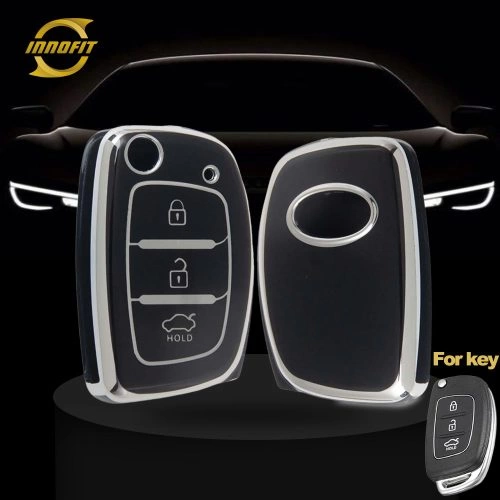 HYF2T1-Black-Silver Plating- Car Key Cover For Hyundai