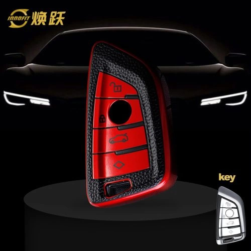 BMB1T1-Black Leather Red- Car Key Cover For BMW