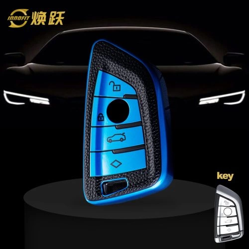 BMB1T1- 블랙 가죽 블루- BMW 용 자동차 키 커버