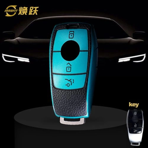MEB1T1-Black Leather Green- Car Key Cover For Mercedes-Benz