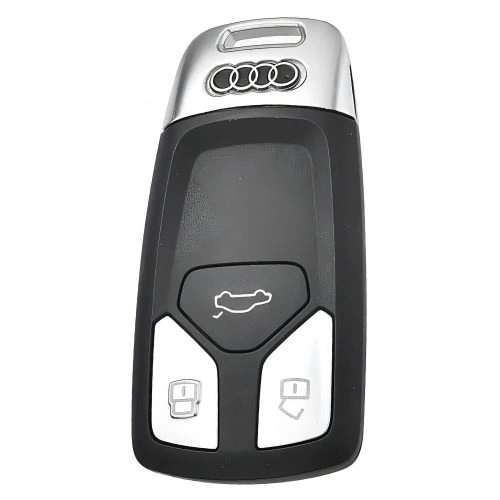 AUA1T1-Black Leather Silver- Car Key Cover For Audi