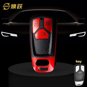 AUA1T1-Black Leather Red- Car Key Cover For Audi