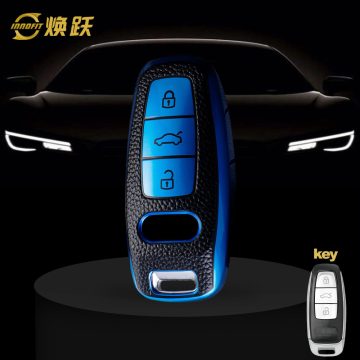 AUC1T1-Black Leather Blue- Car Key Cover For Audi
