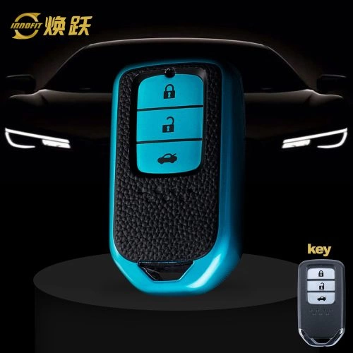HOA1T1-Black Leather Green- Car Key Cover For Honda
