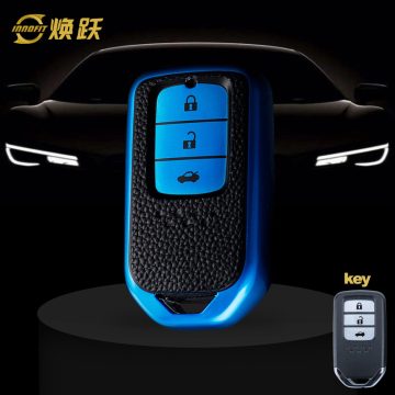 HOA1T1-Black Leather Blue- Car Key Cover For Honda