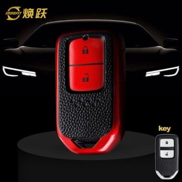HOA2T1-Black Leather Red- Car Key Cover For Honda