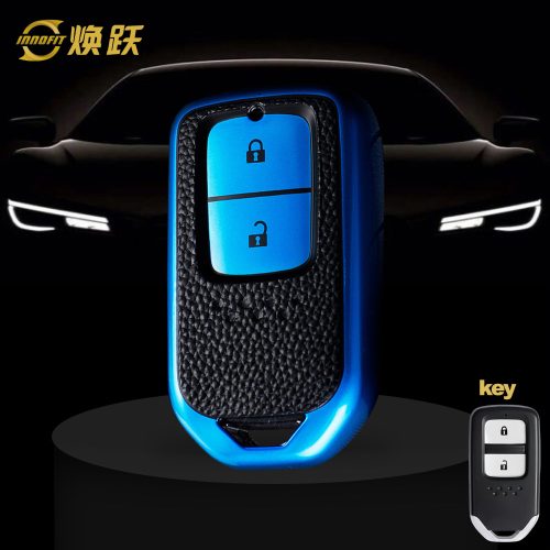 HOA2T1-Black Leather Blue- Car Key Cover For Honda