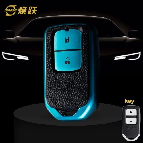 HOA2T1-Black Leather Green- Car Key Cover For Honda