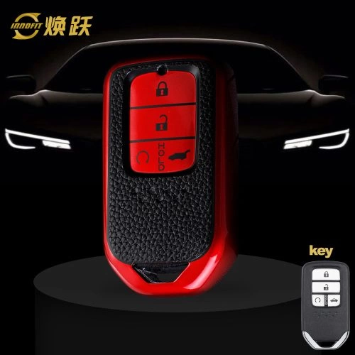 HOA5T1-Black Leather Red- Car Key Cover For Honda