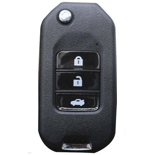 HOC1T1-Black Leather Silver- Car Key Cover For Honda
