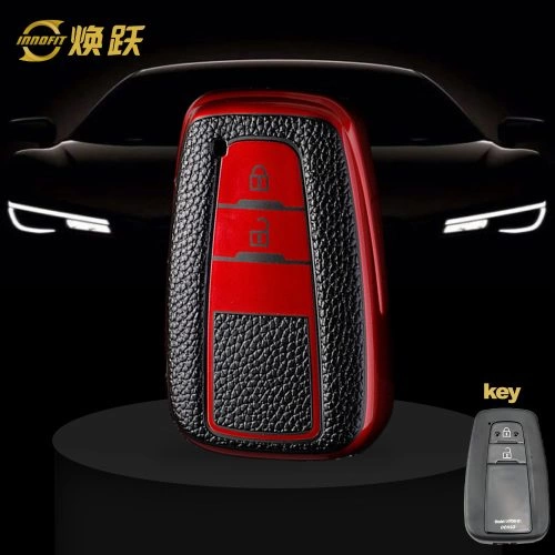 TOB2T1-Black Leather Red- Car Key Cover For Toyota