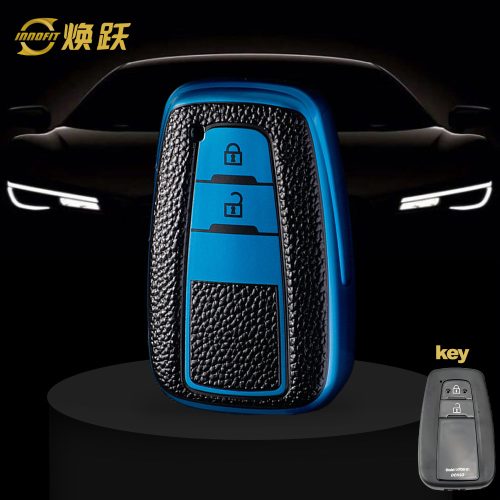 TOB2T1-Black Leather Blue- Car Key Cover For Toyota