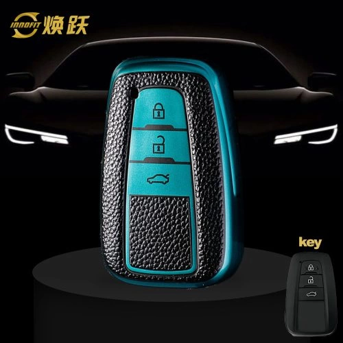 TOB12T1-Black Leather Green- Car Key Cover For Toyota