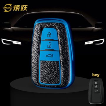 TOB12T1-Black Leather Blue- Car Key Cover For Toyota