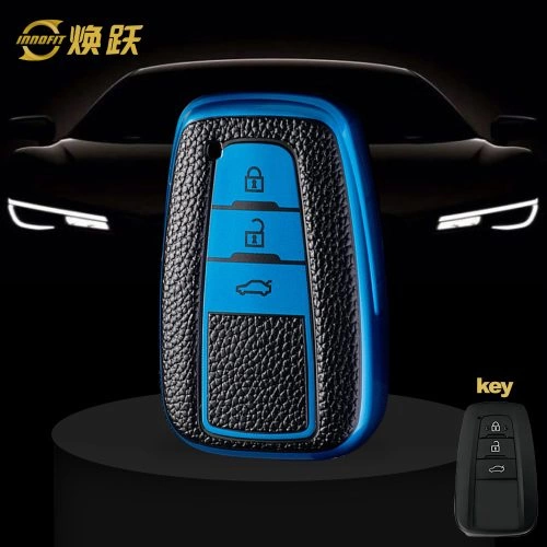 TOB12T1-Black Leather Blue- Car Key Cover For Toyota
