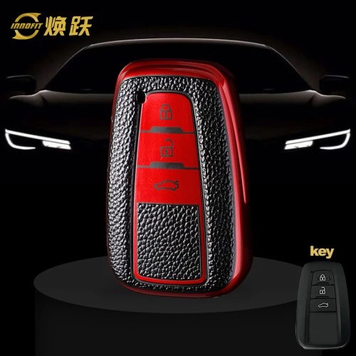 TOB12T1-Black Leather Red- Car Key Cover For Toyota