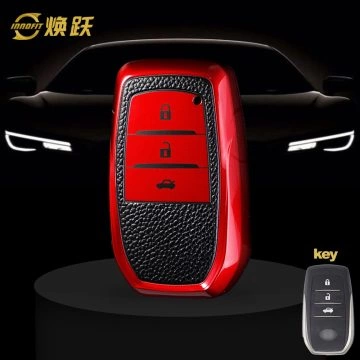 TOC1T1-Black Leather Red- Car Key Cover For Toyota
