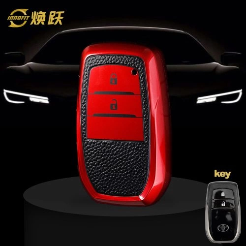 TOC2T1-Black Leather Red- Car Key Cover For Toyota