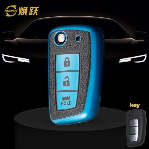 NIC1T1-Black Leather Blue- Car Key Cover For Nissan