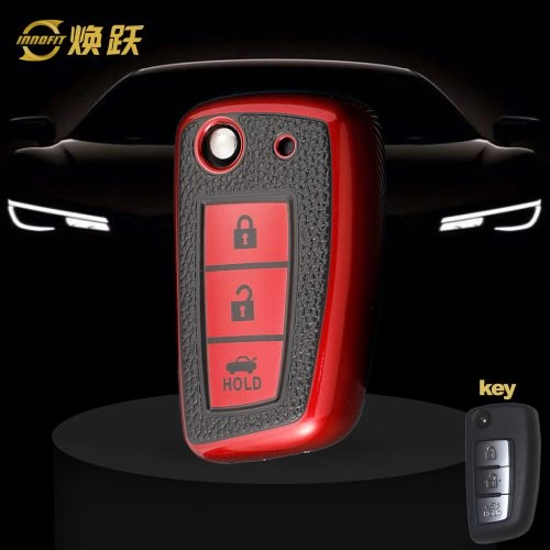 NIC1T1-Black Leather Red- Car Key Cover For Nissan