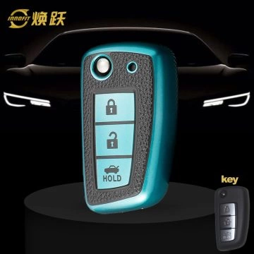 NIC1T1-Black Leather Green- Car Key Cover For Nissan