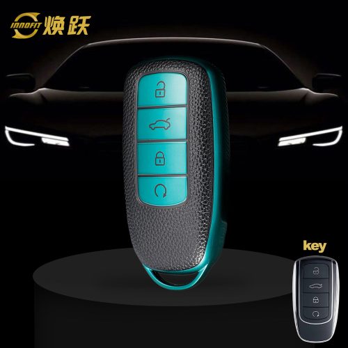 CRC1T1-Black Leather Green- Car Key Cover For Chery