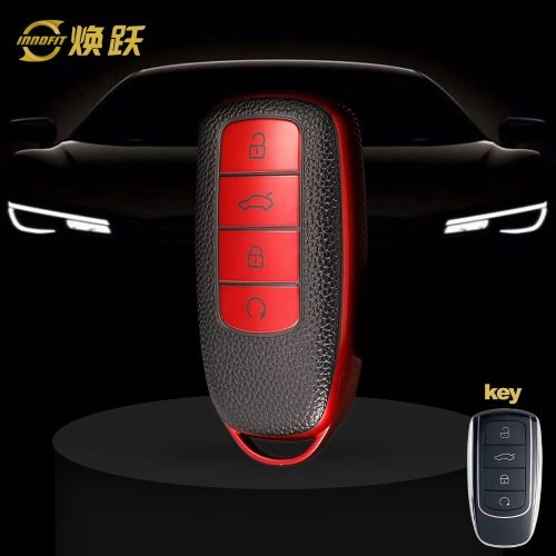 CRC1T1-Black Leather Red- Car Key Cover For Chery