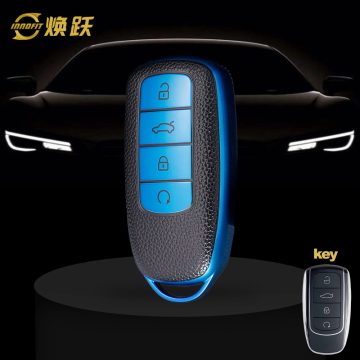 CRC1T1-Black Leather Blue- Car Key Cover For Chery