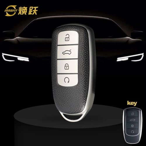 CRC1T1-Black Leather Silver- Car Key Cover For Chery