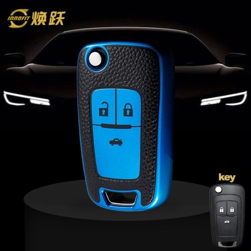 BUE1T1-Black Leather Blue- Car Key Cover For Buick