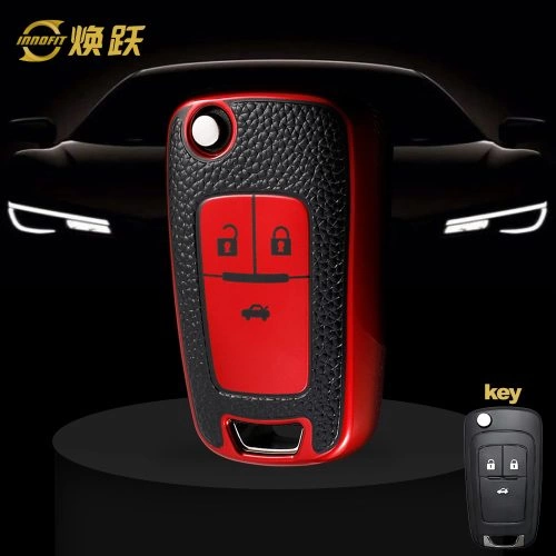 BUE1T1-Black Leather Red- Car Key Cover For Buick