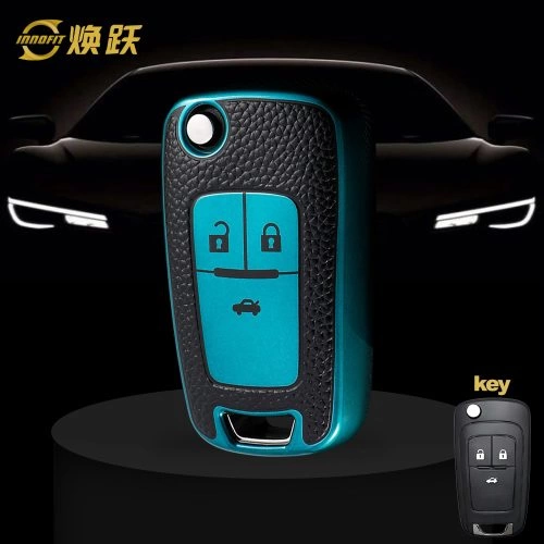 BUE1T1-Black Leather Green- Car Key Cover For Buick