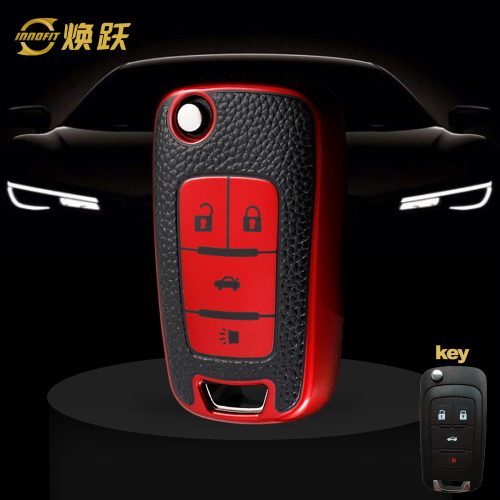 BUE2T1-Black Leather Red- Car Key Cover For Buick