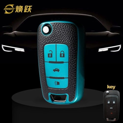 BUE2T1-Black Leather Green- Car Key Cover For Buick