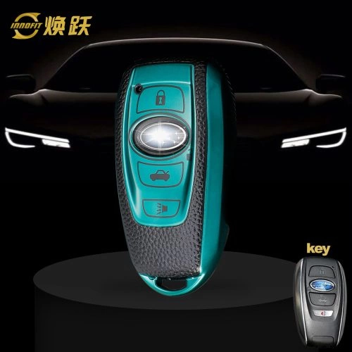 ROA2T1-Black Leather Green- Car Key Cover For Roewe Subaru