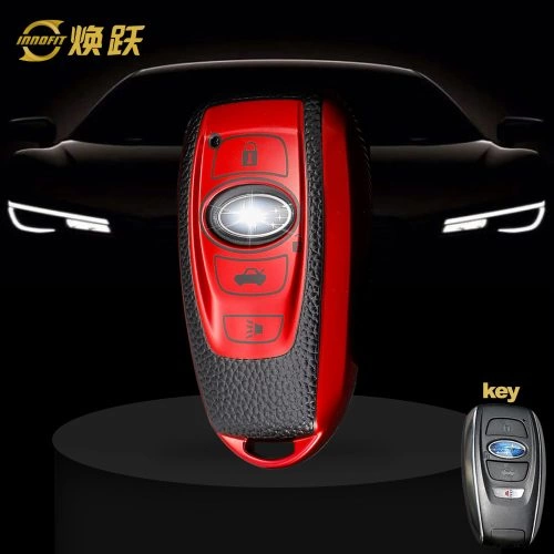 ROA2T1-Black Leather Red- Car Key Cover For Roewe Subaru