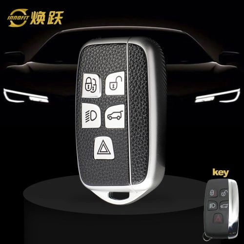 LAA1T1-Black Leather Silver- Car Key Cover For Landrover
