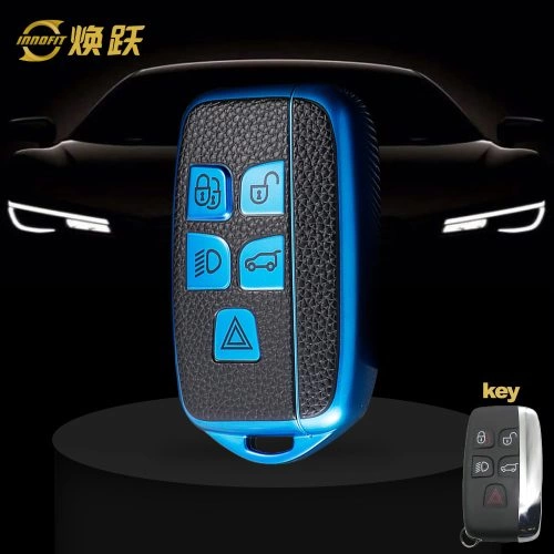 LAA1T1-Black Leather Blue- Car Key Cover For Landrover
