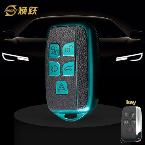 LAA1T1-Black Leather Green- Car Key Cover For Landrover
