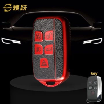 LAA1T1-Black Leather Red- Car Key Cover For Landrover