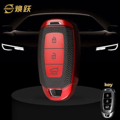 HYA1T1-Black Leather Red- Car Key Cover For Hyundai