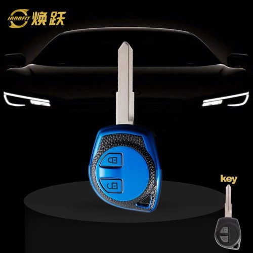 SUC1T1-Black Leather Blue- Car Key Cover For Suzuki
