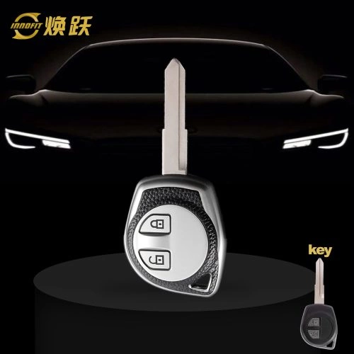 SUC1T1-Black Leather Silver- Car Key Cover For Suzuki