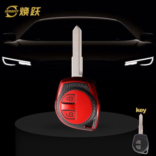 SUC1T1-Black Leather Red- Car Key Cover For Suzuki