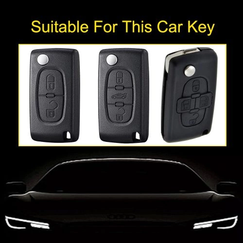 PUEA1-Black Green Color-Car Key Cover For Peugeot